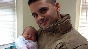 Adam Taleb with baby daughter, Georgia Lily - _69251525_69251518