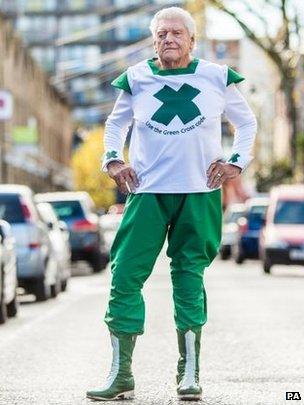 David Prowse as the Green Cross Code Man