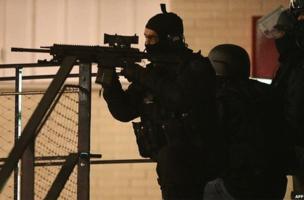 Armed police in Reims, northern France, early 8 January