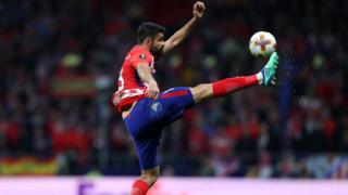 Diego Costa of Atletico Madrid during the UEFA Europa League Semi Final second leg match between Atletico Madrid and Arsenal FC at Estadio Wanda Metropolitano on May 3, 2018 in Madrid, Spain