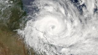 Aerial shot of cyclone Debbie