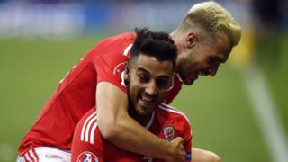 Aaron Ramsey and Neil Taylor