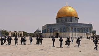 Israeli security forces and Palestinian Muslim worshippers clash in Jerusalem's al-Aqsa mosque compound