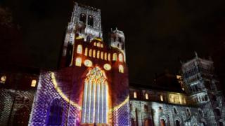 durham-cathedral-is-lit-up-by-abstract-shapes-and colours.