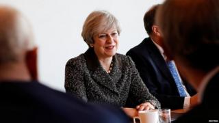 Theresa May at a business event in Birmingham