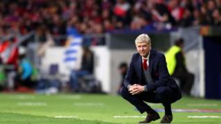Arsene Wenger, Manager of Arsenal looks dejected during the UEFA Europa League Semi Final second leg match between Atletico Madrid and Arsenal FC at Estadio Wanda Metropolitano on May 3, 2018 in Madrid, Spain.