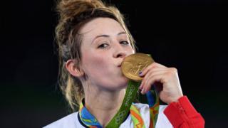 Jade Jones with gold medal