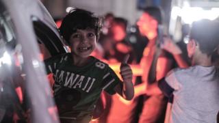People in Gaza celebrated the ceasefire.