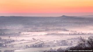 Mist over countryside
