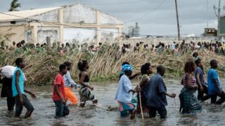 people walking in search of grain