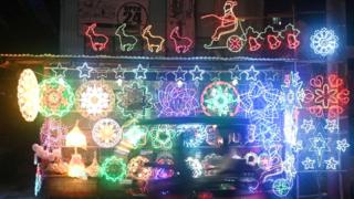 Next we head to to San Fernando town in Pampanga province in the Philippines. This photos shows lanterns and lit ornaments for sale