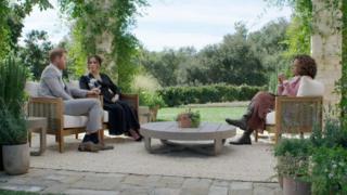 The Duke and Duchess of Sussex talk to Oprah Winfrey.