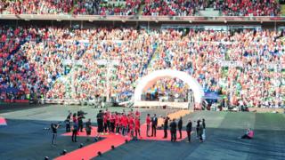 Thousands of fans inside Cardiff City Stadium