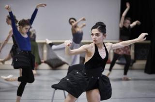 Rachael Gillespie and Northern Ballet dancers in rehearsals for Casanova