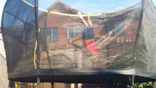 Harry does a front flip