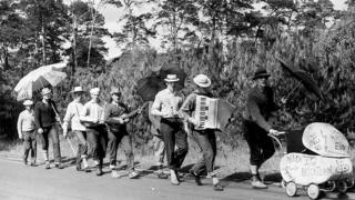 Fathers celebrate Vatertag in traditional clothes