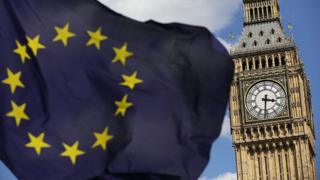 The EU flag flying outside the Houses of Parliament