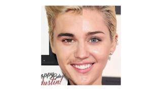 Miley Cyrus and Justin Bieber's faces spliced together show how similar they look