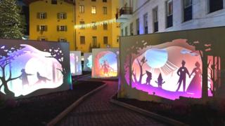 In Italy people have been getting creative with this enchanted forest made with coloured lights and wooden shapes for Christmas events in Trento in the north of the country.