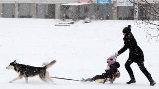 People enjoying the snow.