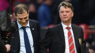 West Ham's manager Slaven Bilic and Manchester United's manager Louis van Gaal