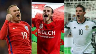 Wayne Rooney, Gareth Bale and Kyle Lafferty