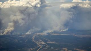 Smoke clouds from the Alberta wildfire