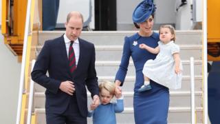 The Duke and Duchess of Cambridge, Prince George and Princess Charlotte arriving in Canada