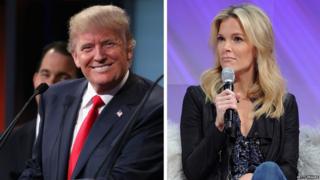 Republican presidential candidate Donald Trump and Fox News presenter Megyn Kelly