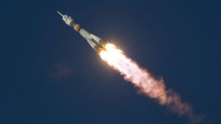The Soyuz rocket carrying British astronaut Tim Peake blasts off from its launch site in Kazakhstan.