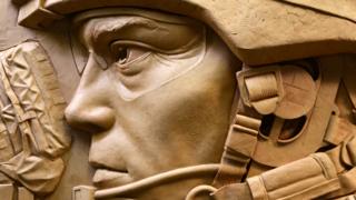 Bronze sculpture on memorial