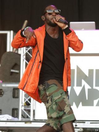 Tinie Tempah performing at Glastonbury