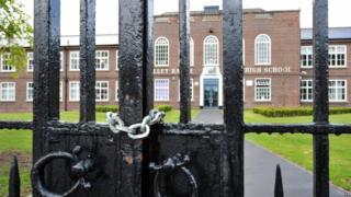 Gates locked at Whalley Range High School in Manchester
