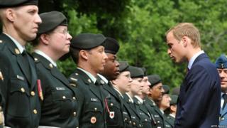 The Duke of Cambridge inspects the honour guard during an official welcoming ceremony in Ottawa, Canada