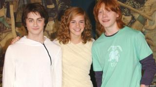 Daniel Radcliffe, Emma Watson and Rupert Grint pose at a photocall ahead of the UK premiere of Harry Potter And The Prisoner Of Azkaban on May 27, 2004 in London