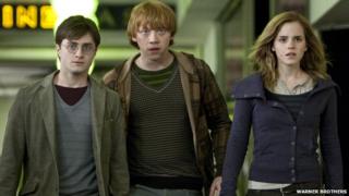 Daniel Radcliffe, Rupert Grint and Emma Watson as Harry Potter, Ron Weasley and Hermione Granger in Harry Potter and the Deathly Hallows: Part 1