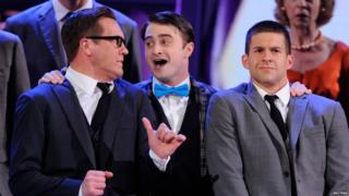 Daniel Radcliffe in his new broadway show in New York called How To Succeed in Business Without Really Trying