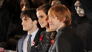Daniel Radcliffe, Emma Watson and Rupert Grint attend the Harry Potter And The Deathly Hallows: Part 1 World film premiere at Odeon Leicester Square on November 11, 2010 in London, England