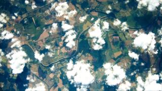 A picture from the meteorological weather balloon's camera.