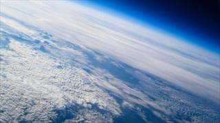 A picture from the meteorological weather balloon's camera.
