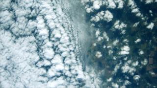 A picture from the meteorological weather balloon's camera.