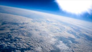 A picture from the meteorological weather balloon's camera.