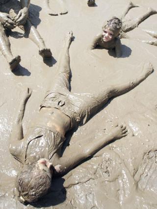 Thousands of people travelled to the festival where kids compete to see who can get the messiest!