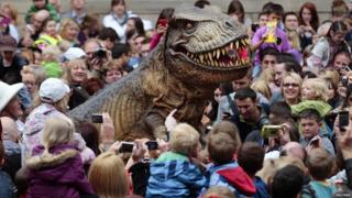 Animatronic Tyrannosaurus Rex at the reopening of the National Museum of Scotland
