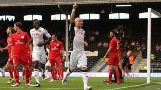 Fulham's Andrew Johnson celebrates