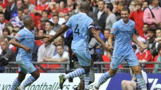 Community Shield: Manchester United 3-2 Manchester City - Edin Dzeko celebrates the second goal for City