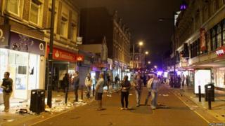 Damage caused by looters on Clapham High Street, south London