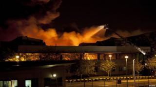 A Sony warehouse in Enfield, north London, has been burning.