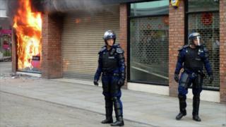 A Miss Selfridge shop on fire in Manchester city centre