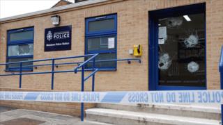 Rioters targeted Meadows police station in Nottingham during Tuesday night's violence